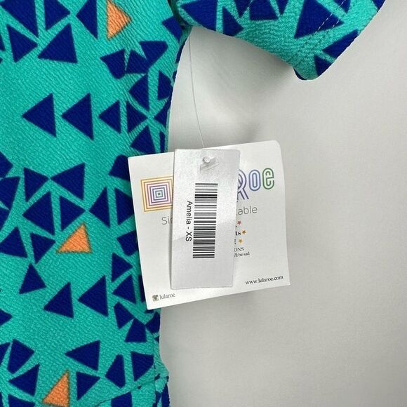 LuLaRoe Blue and Green Geometric Dress NWT - Picture 6 of 14